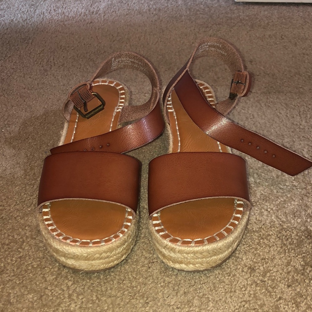 Faux Leather Platform Wedge Sandal